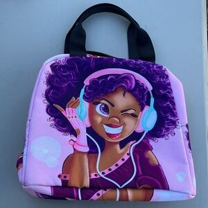Beautiful girl insulated lunch bag cute girl, purple hair